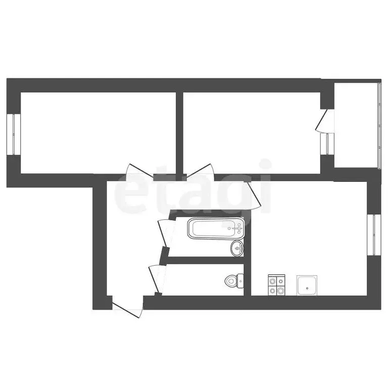 2-комнатная квартира: Ишим, улица Корушина, 11 (44.8 м) - Фото 1