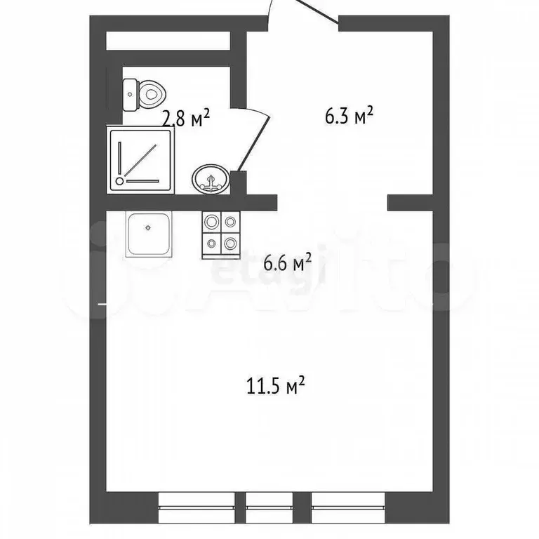 Квартира-студия, 27,2 м, 2/24 эт. - Фото 0