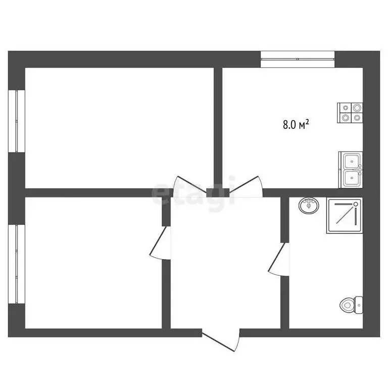 3-комнатная квартира: Тобольск, 6-й микрорайон, 26 (50.7 м) - Фото 1