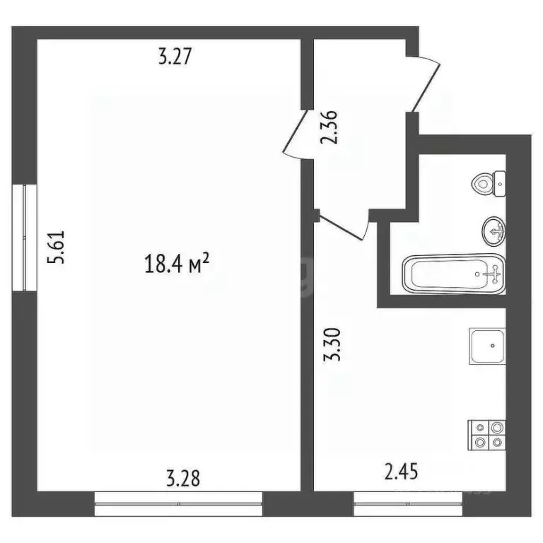 1-к кв. Москва Грохольский пер., 10/5 (30.3 м) - Фото 2