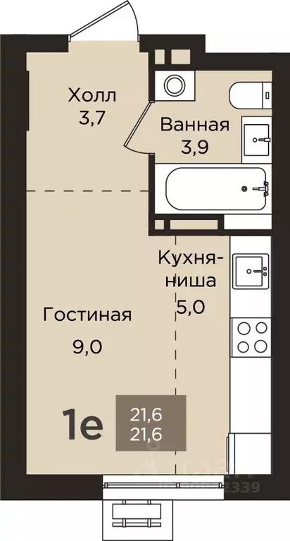 Студия Пермский край, Пермь ул. Капитана Гастелло, 21 (21.6 м) - Фото 1