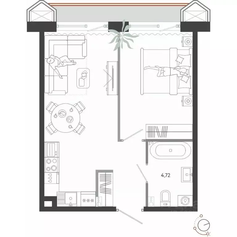 1-к кв. Приморский край, Владивосток Бархатная ул. (43.28 м) - Фото 1