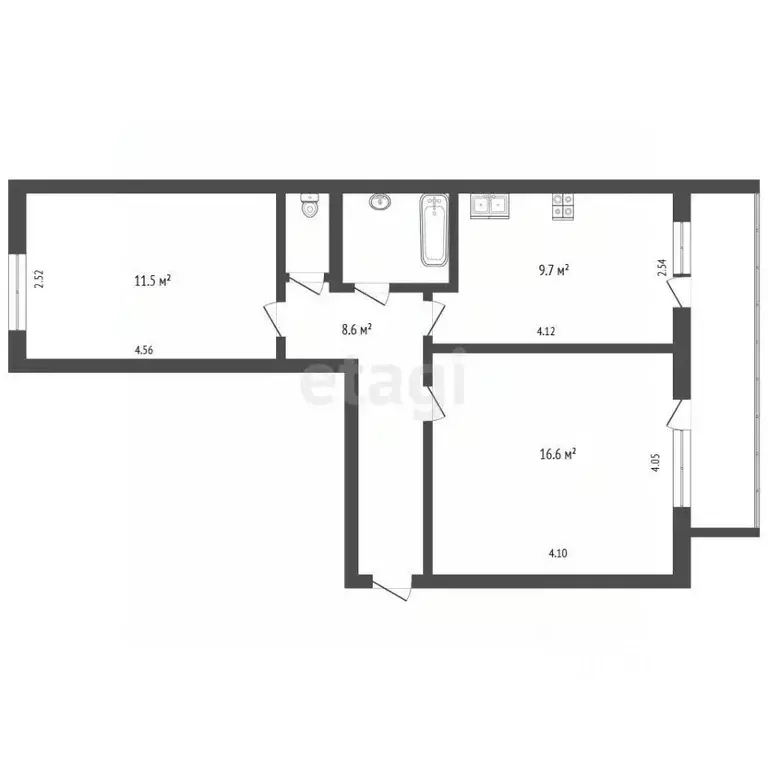 2-к кв. Вологодская область, Великий Устюг ул. Неводчикова, 69 (50.2 ... - Фото 2