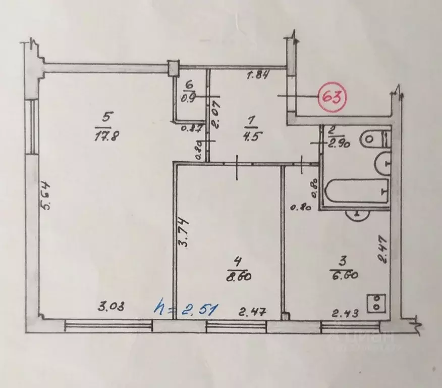 2-к кв. Омская область, Омск Городок Нефтяников мкр, ул. ... - Фото 2