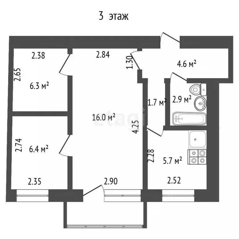 2-к кв. Владимирская область, Ковров Комсомольская ул., 36к4 (43.6 м) - Фото 0