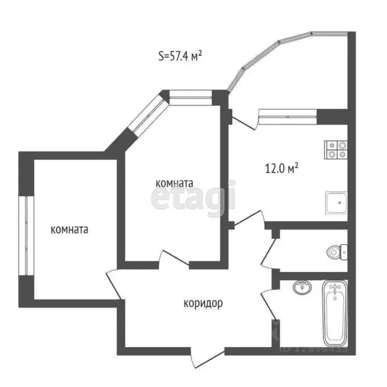 2-к кв. Москва, Москва, Московский г. ул. Бианки, 6к1 (60.0 м) - Фото 1