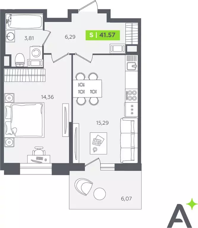 1-комнатная квартира: Кудрово, Солнечная улица, 10к2 (40.8 м) - Фото 1