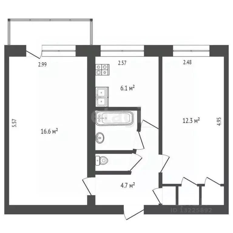 2-к кв. Вологодская область, Вологда Мишкольцская ул., 11А (44.0 м) - Фото 1