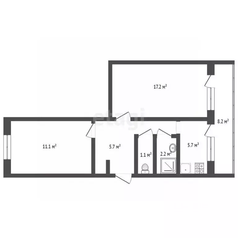 2-к кв. Крым, Алупка ул. Западная, 19 (44.5 м) - Фото 1