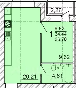 1-к кв. Воронежская область, с. Новая Усмань ул. 70 лет Победы, 15 ... - Фото 1