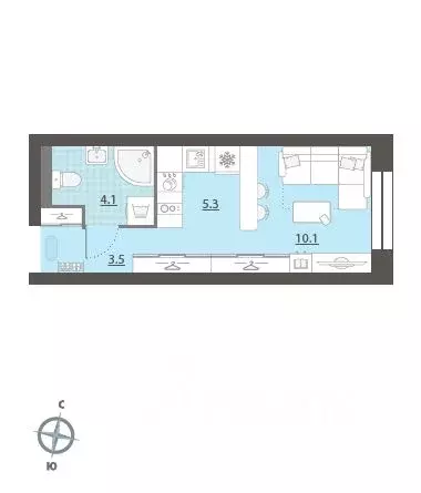 Студия Свердловская область, Екатеринбург Центральный жилрайон, Азина ... - Фото 1