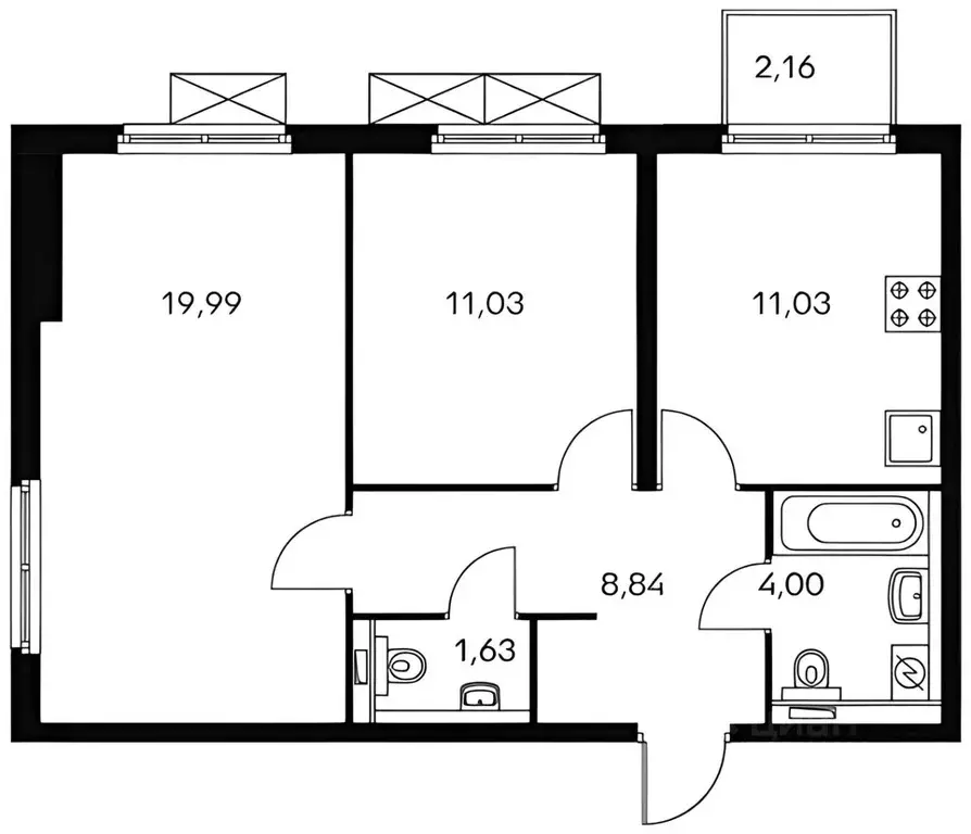 2-к кв. Москва Большая Филевская ул., 3к2 (57.0 м) - Фото 2