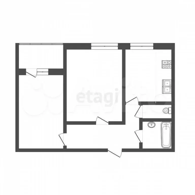 2-к. квартира, 48 м, 6/9 эт. - Фото 0