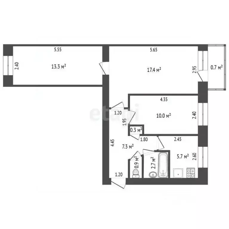 3-к кв. Мордовия, Саранск Серадзская ул., 30 (57.0 м) - Фото 2
