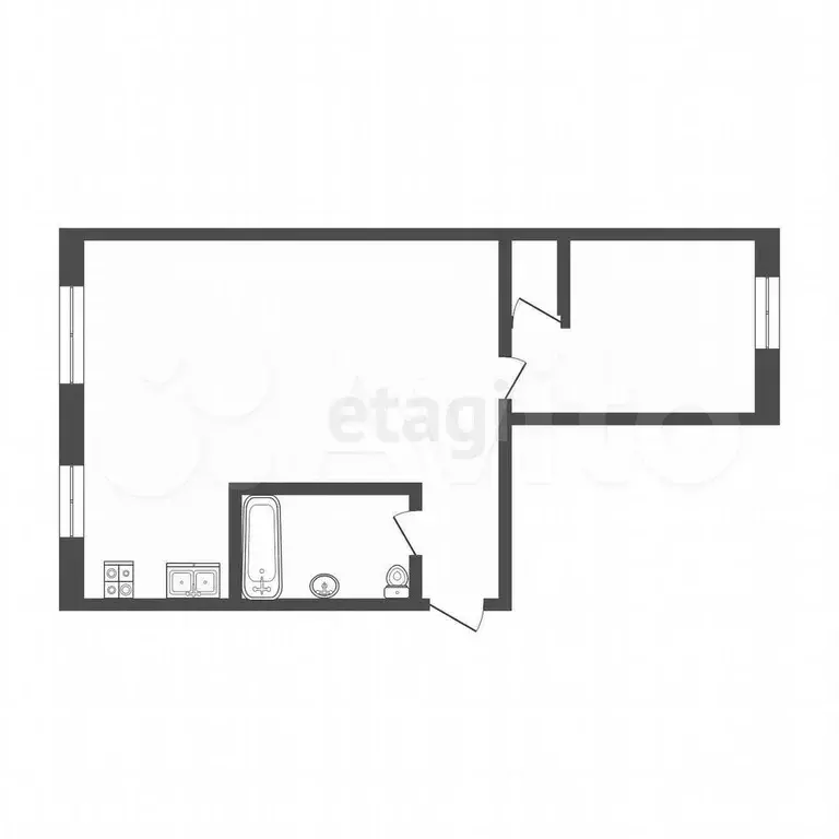 2-к. квартира, 42,4 м, 4/5 эт. - Фото 0