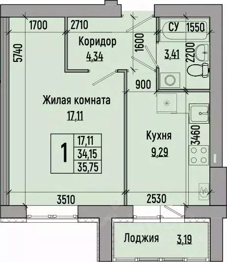 1-к кв. Волгоградская область, Волгоград Долина-2 жилрайон,  (35.75 м) - Фото 0