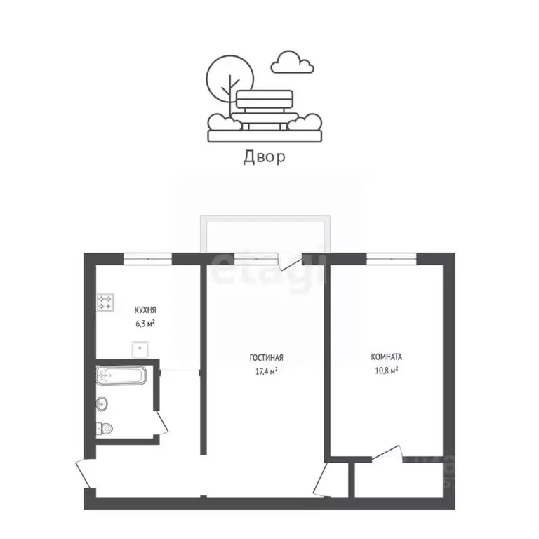 2-к кв. Иркутская область, Ангарск 92/93 кв-л, 9 (44.5 м) - Фото 2