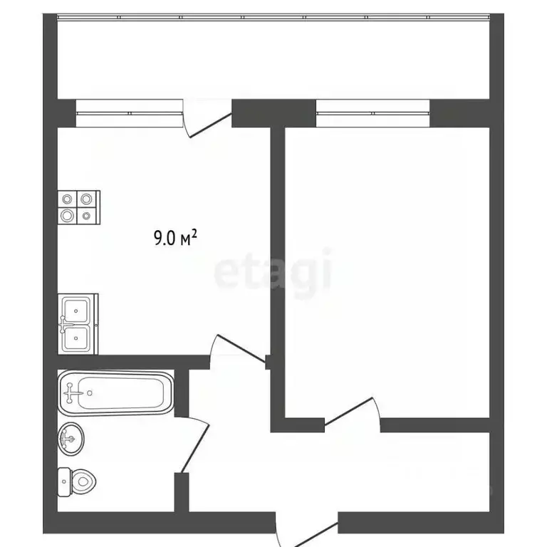 1-к кв. Тюменская область, Тюмень ул. Самарцева, 177 (33.7 м) - Фото 2