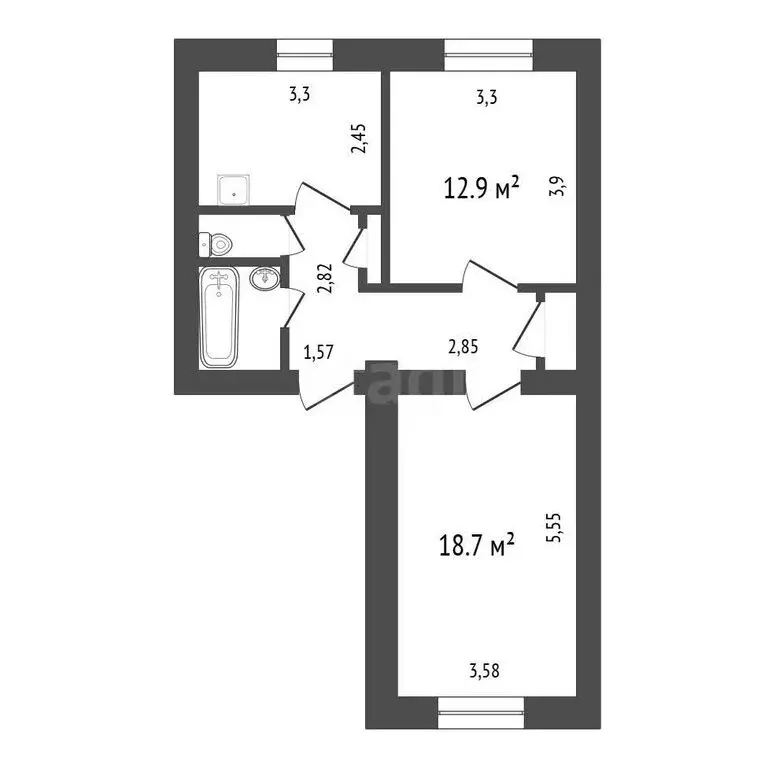 2-комнатная квартира: Иркутск, Донская улица, 1 (53 м) - Фото 1