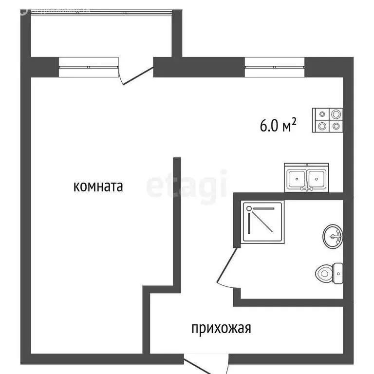 Квартира-студия: Ухта, набережная Нефтяников, 17 (26.5 м) - Фото 0