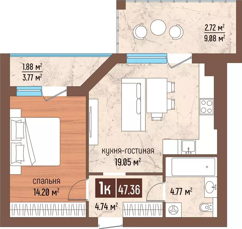 1-комнатная квартира: Калининградская область, Светлогорск, Ольховая ... - Фото 1