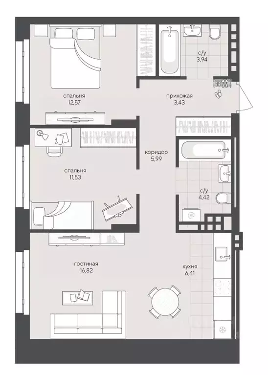 2-к кв. Новосибирская область, Новосибирск Кедровая ул., 79 (65.11 м) - Фото 0