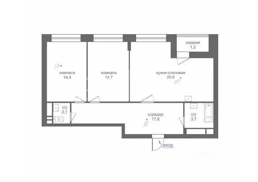 Квартира, 3 комнаты, 78 м - Фото 2