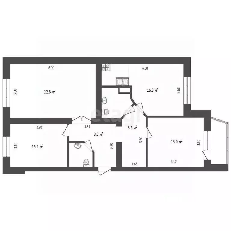3-к кв. Тюменская область, Тюмень ул. Грибоедова, 13 (90.9 м) - Фото 1
