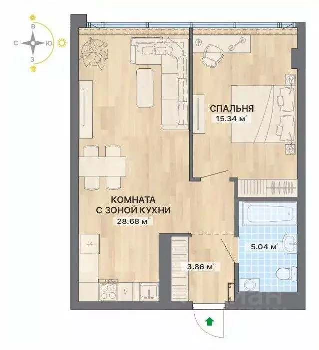 2-к кв. Свердловская область, Екатеринбург ул. Маршала Жукова, 16 ... - Фото 1