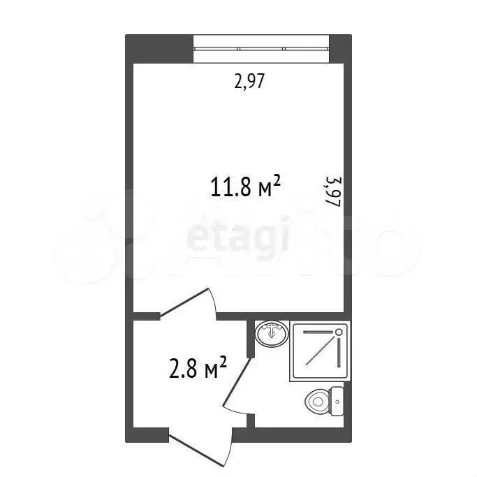 1-к. квартира, 16,7 м, 5/5 эт. - Фото 0