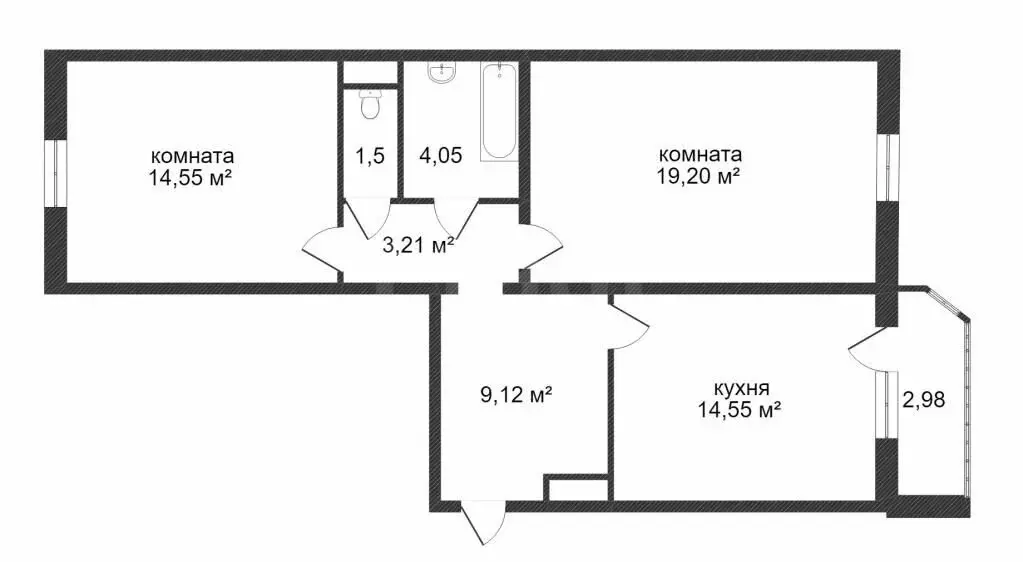 2-комнатная квартира: Тюмень, улица Московский Тракт, 152 (66.3 м) - Фото 0