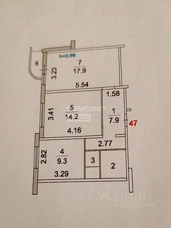 2-к кв. Московская область, Люберцы Комсомольский просп., 10/1 (54.0 ... - Фото 2