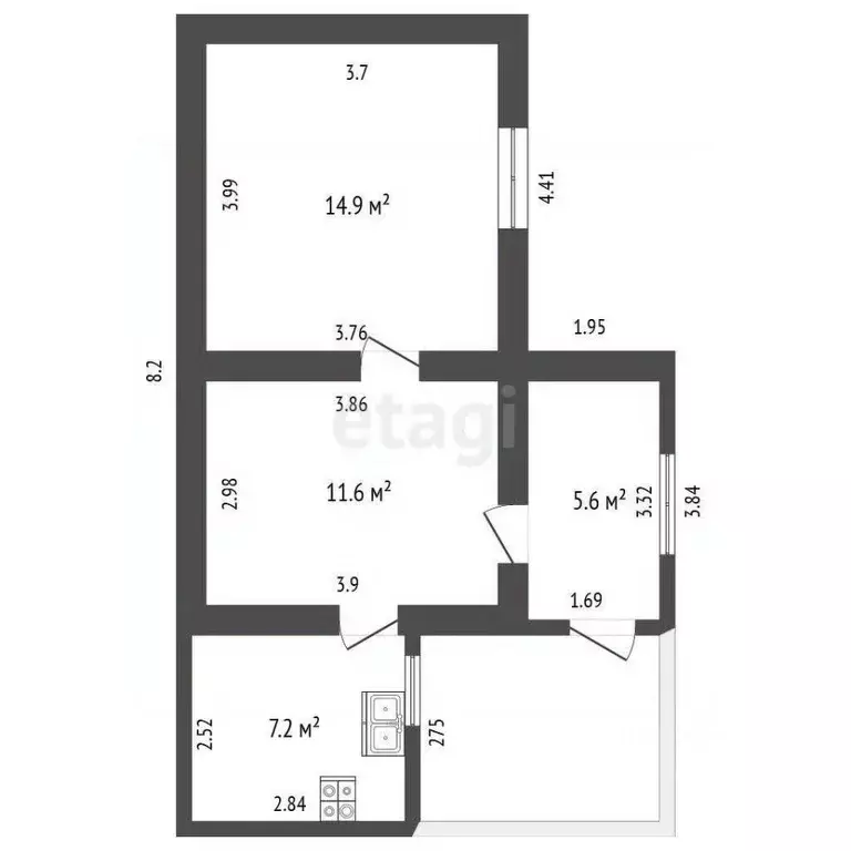 Дом в Крым, Кировское пгт ул. Сахарова (39 м) - Фото 2