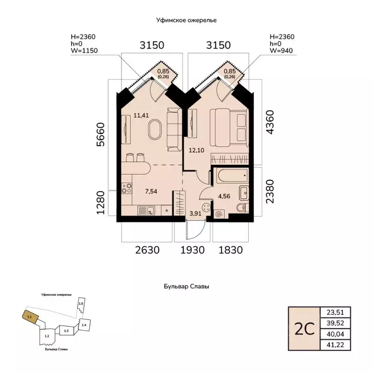 2-к кв. Башкортостан, Уфа ул. Чудинова (40.04 м) - Фото 1