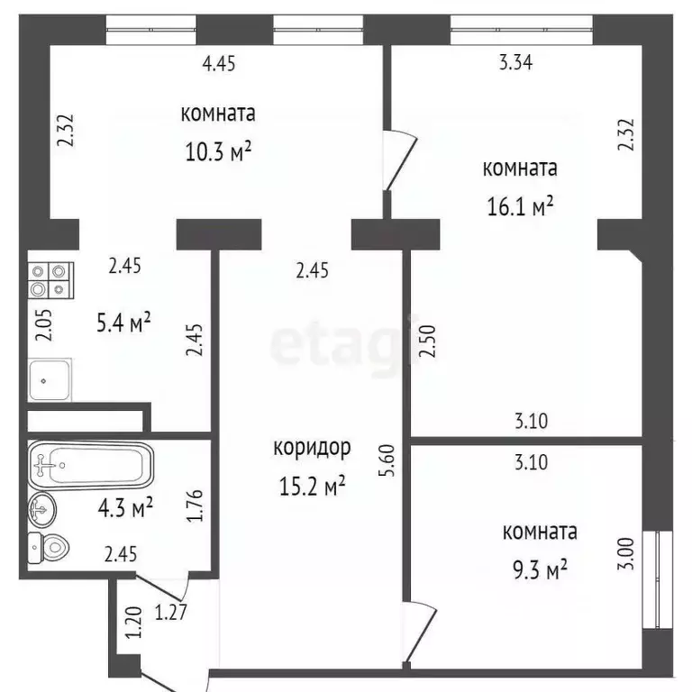 3-к кв. Орловская область, Орел ул. Маринченко, 12 (61.6 м) - Фото 1