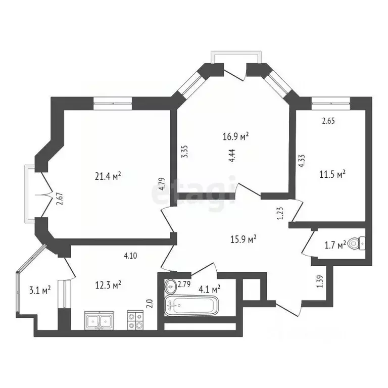 3-к кв. Тюменская область, Тюмень Первомайская ул., 50 (83.5 м) - Фото 2