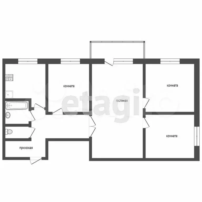 4-к. квартира, 64 м, 2/3 эт. - Фото 0