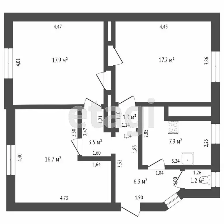 3-комнатная квартира: Тверь, улица Спартака, 4/2 (77.7 м) - Фото 1