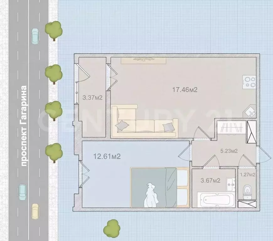 1-к кв. Санкт-Петербург ул. Типанова, 22 (40.3 м) - Фото 2