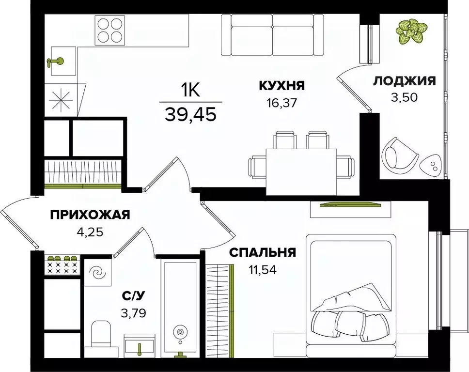 1-к кв. Тульская область, Тула  (39.45 м) - Фото 0