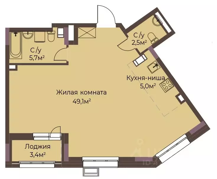 1-к кв. Нижегородская область, Нижний Новгород ул. Максима Горького, ... - Фото 1