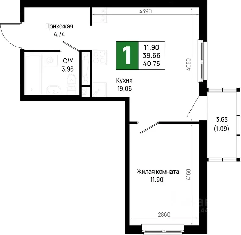 1-к кв. Ленинградская область, Всеволожский район, Свердловское ... - Фото 1