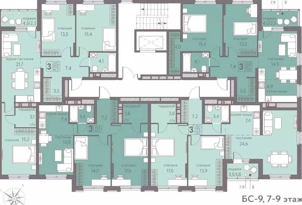 3-к кв. Пермский край, Пермь ул. Серебристая, 5 (86.2 м) - Фото 1