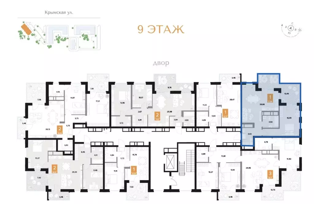 Продаётся 1-к квартира, 57 м - Фото 1