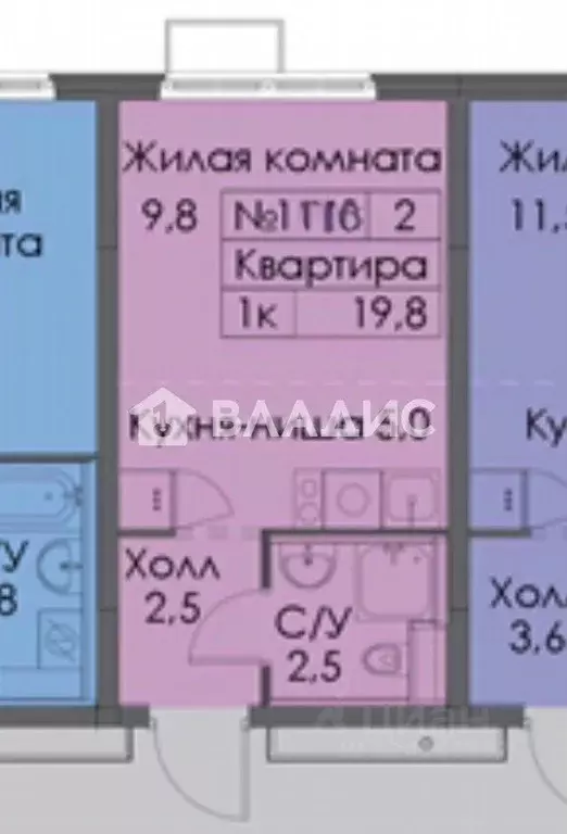 Студия Московская область, Котельники Парковая ул., 14 (19.9 м) - Фото 2