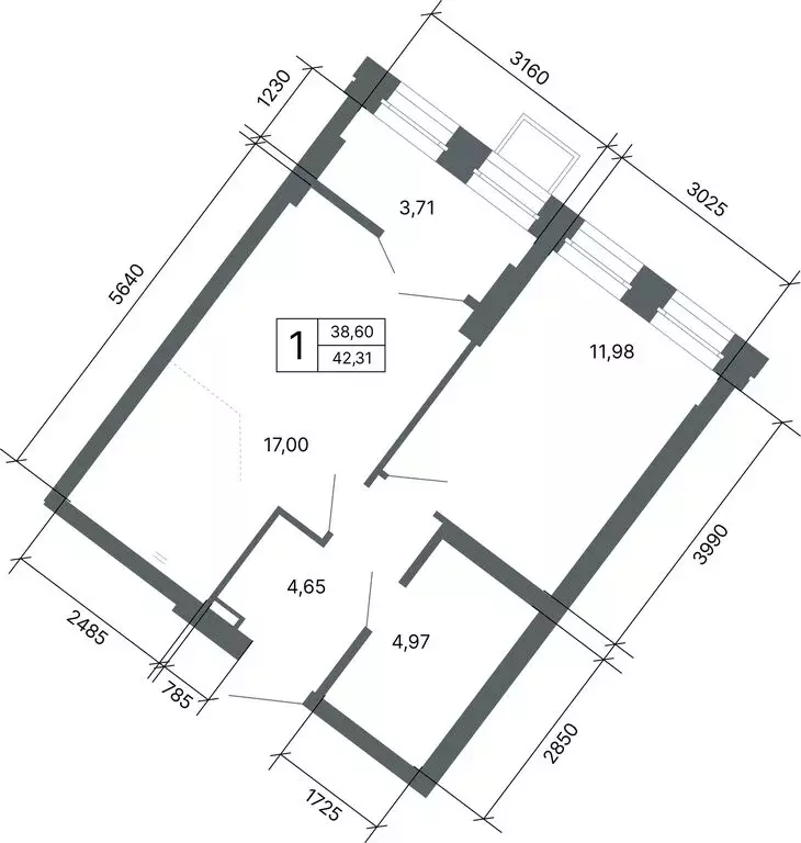 1-комнатная квартира: Екатеринбург, улица Мира, 47/6 (41.7 м) - Фото 1