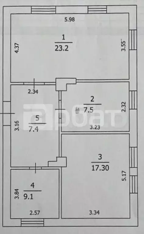 3-к. квартира, 64,5 м, 2/3 эт. - Фото 0