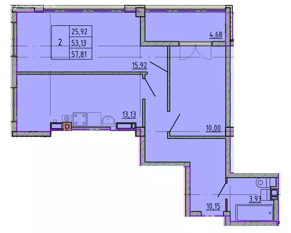 2-комнатная квартира: Шахты, улица Калинина, 10 (57.69 м) - Фото 0