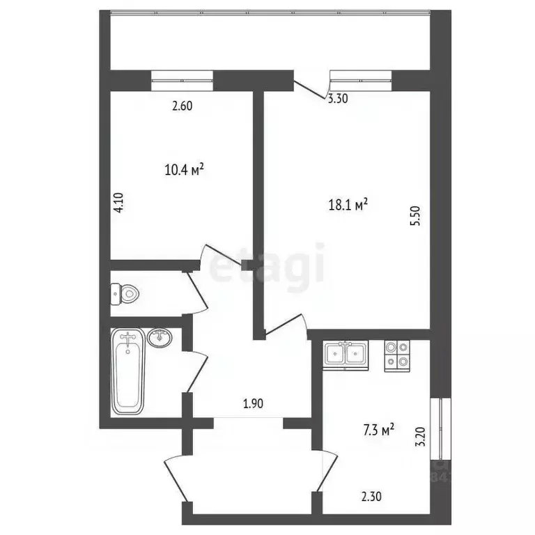 2-к кв. Вологодская область, Череповец Северное ш., 29 (47.9 м) - Фото 1