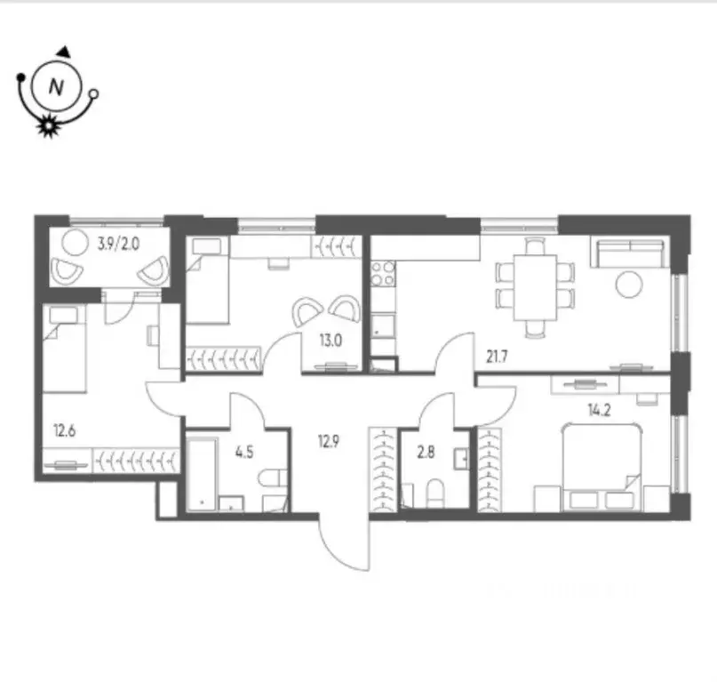 3-к кв. Омская область, Омск Зеленая река мкр, 11 (83.0 м) - Фото 1